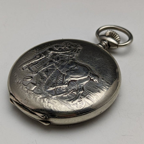 アンティーク 動作良好 スイス製 E.H.Roundly 馬彫刻 ハンターケース 機械式 懐中時計